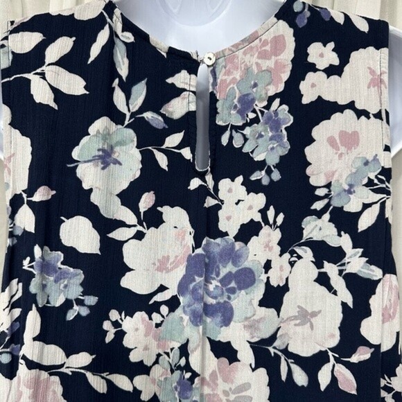 J.Jill Navy Multicolored Floral Print Size Medium Maxi Dress - Picture 14 of 16